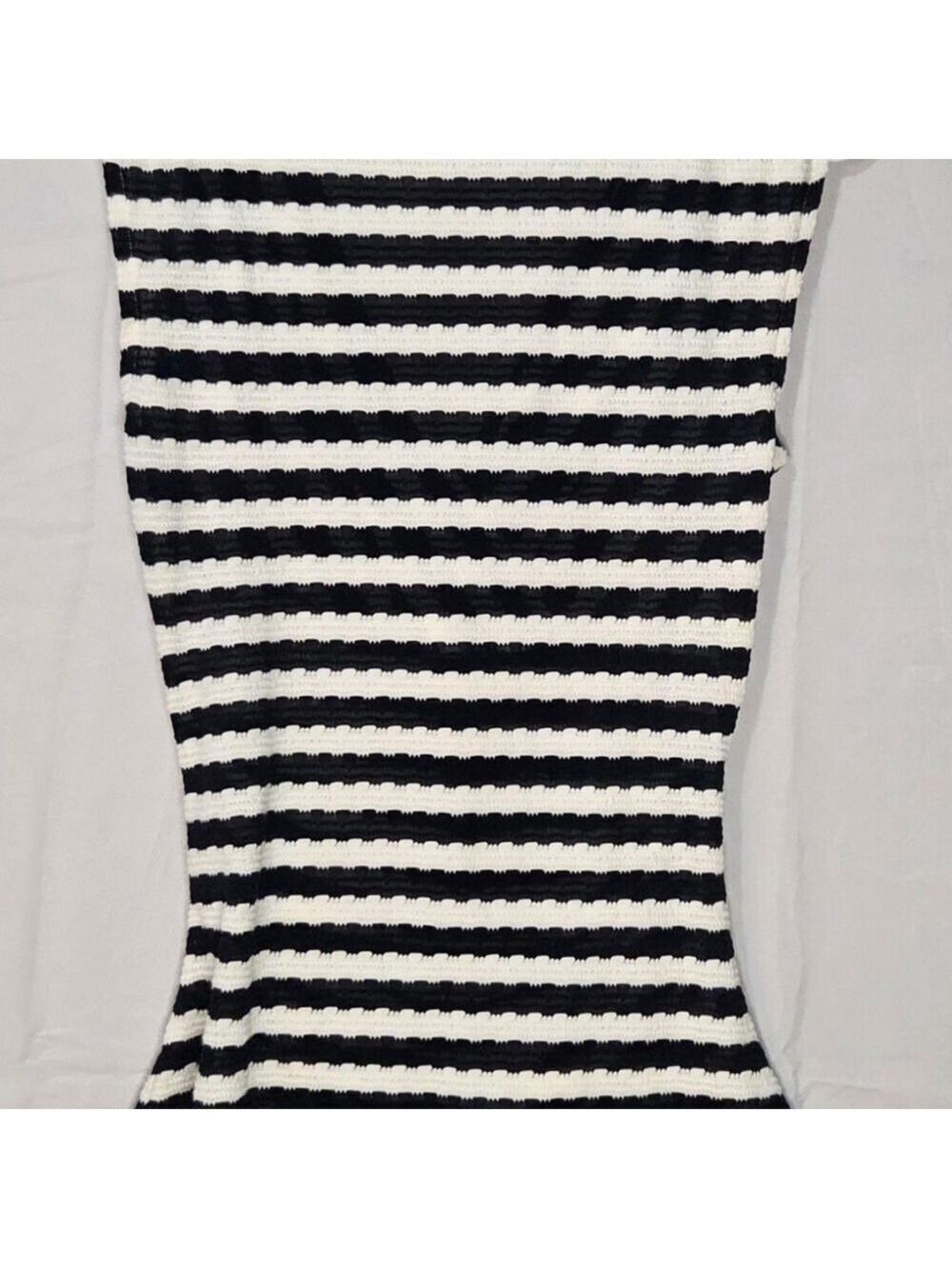 Ann Taylor Black White Striped Textured Wrap Top Small Chic Stretch Blouse - Picture 9 of 10